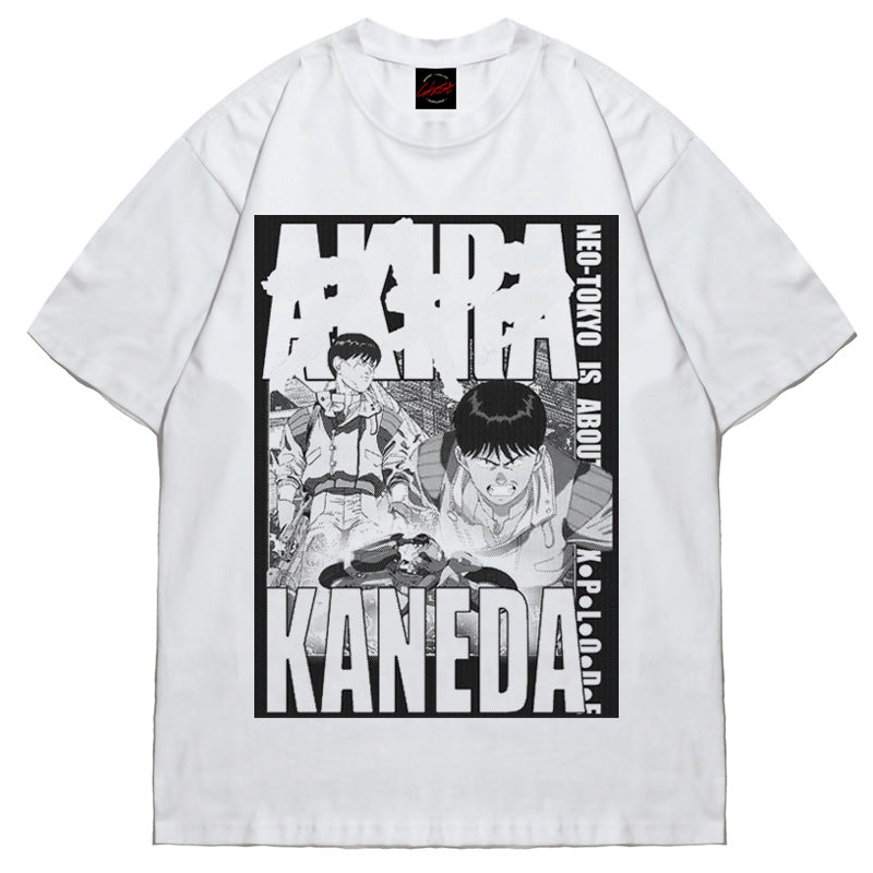 BC anime print short-sleeved T-shirt for men and women hip-hop high street loose round neck retro top