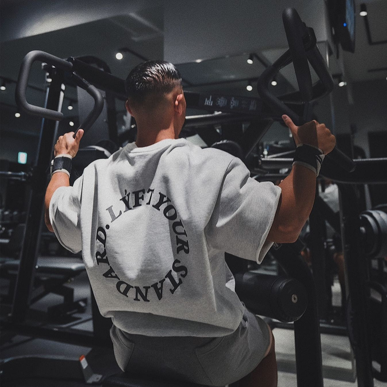 Muscle fitness short-sleeved men's heavy cotton basketball brothers training clothes versatile loose half-sleeved sports T-shirt