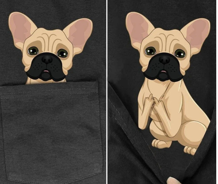 Amazon 2D printed short sleeve pocket T-shirt unisex Shar Pei entertainment series wish one piece