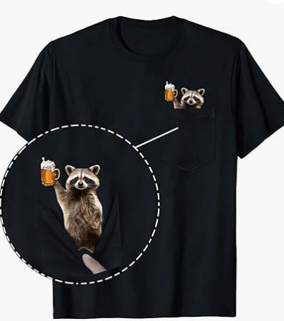 Amazon 2D printed short sleeve pocket T-shirt unisex Shar Pei entertainment series wish one piece