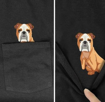 Amazon 2D printed short sleeve pocket T-shirt unisex Shar Pei entertainment series wish one piece