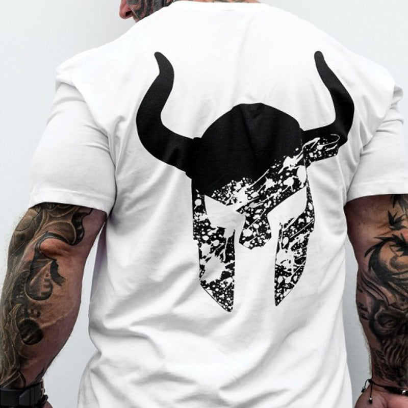 2025Muscle Brothers new short-sleeved T-shirt cotton men's sports round neck short-sleeved spring and summer fitness on one generation