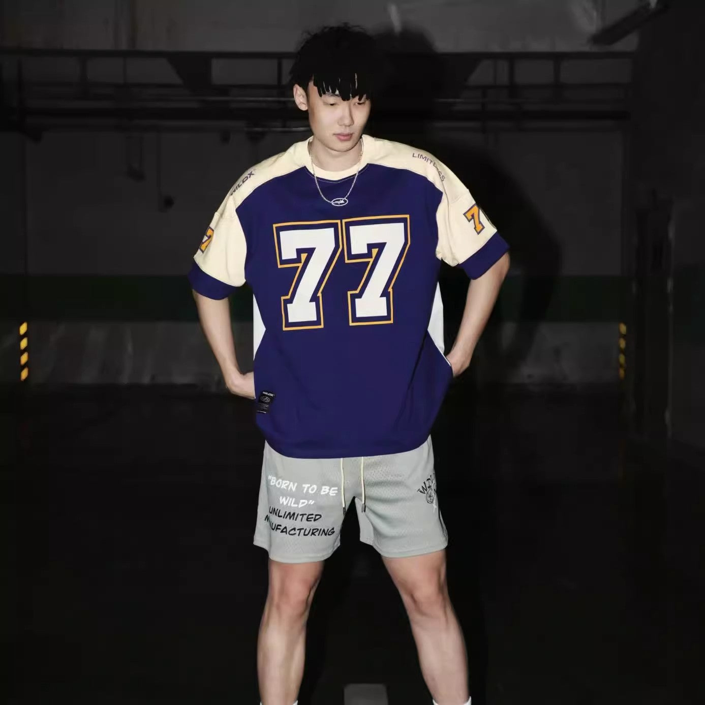 77 ice hockey short-sleeved European and American style trendy personality rugby uniform basketball hip-hop jersey t-shirt sports high street leisure