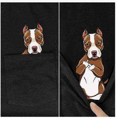 Amazon 2D printed short sleeve pocket T-shirt unisex Shar Pei entertainment series wish one piece