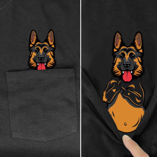 Amazon 2D printed short sleeve pocket T-shirt unisex Shar Pei entertainment series wish one piece