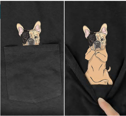 Amazon 2D printed short sleeve pocket T-shirt unisex Shar Pei entertainment series wish one piece