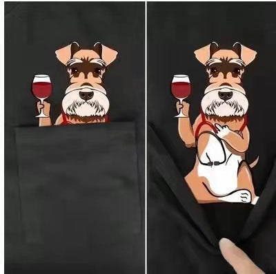 Amazon 2D printed short sleeve pocket T-shirt unisex Shar Pei entertainment series wish one piece