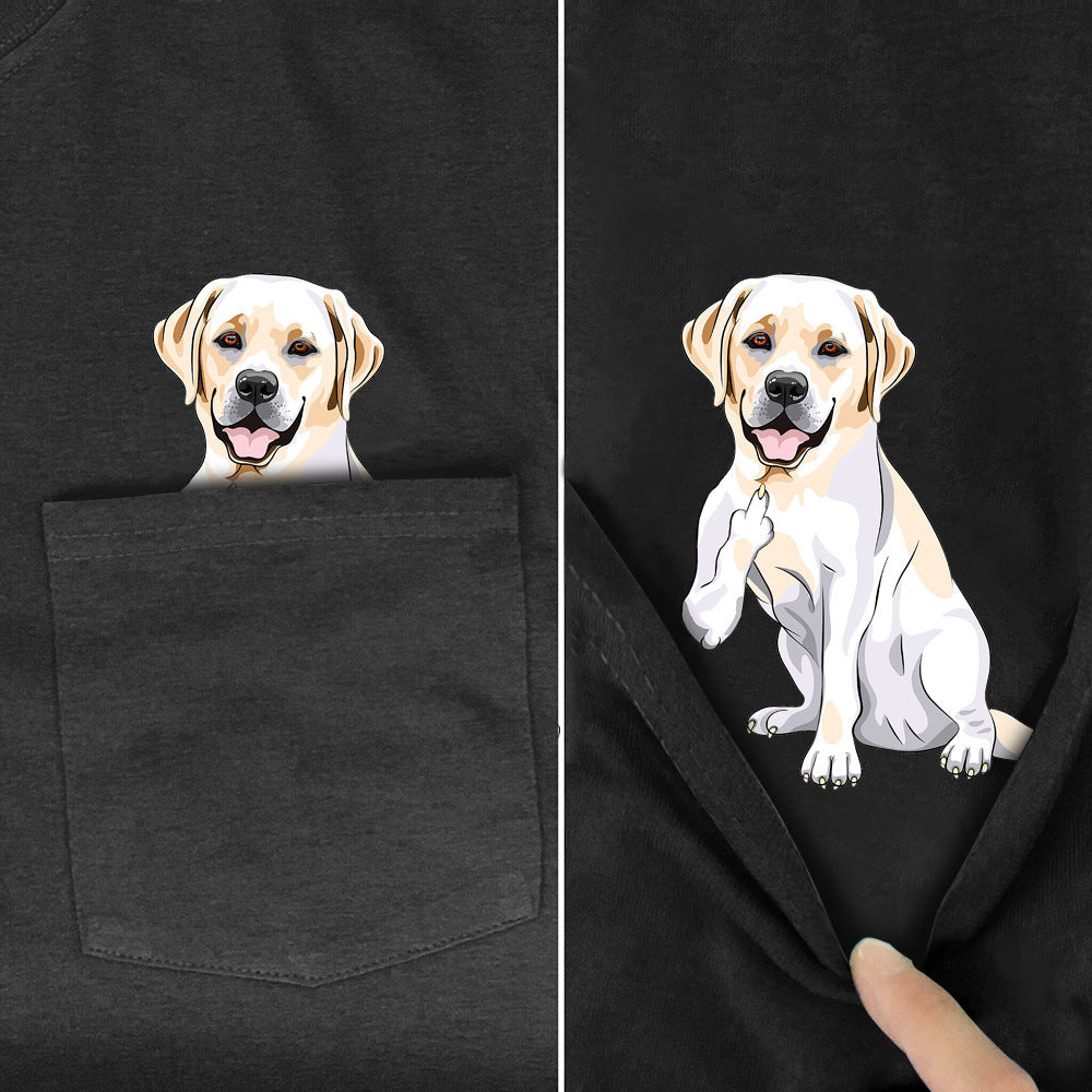 Amazon 2D printed short sleeve pocket T-shirt unisex Shar Pei entertainment series wish one piece