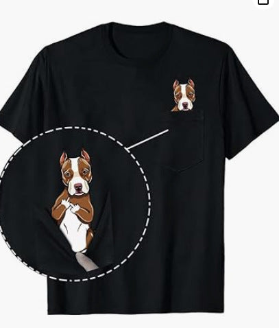 Amazon 2D printed short sleeve pocket T-shirt unisex Shar Pei entertainment series wish one piece