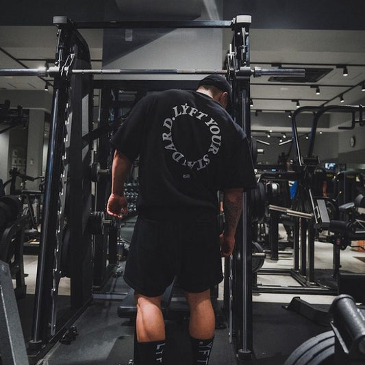 Muscle fitness short-sleeved men's heavy cotton basketball brothers training clothes versatile loose half-sleeved sports T-shirt