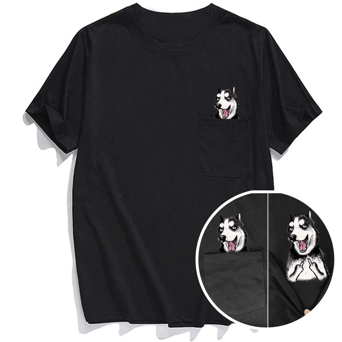 Amazon 2D printed short sleeve pocket T-shirt unisex Shar Pei entertainment series wish one piece