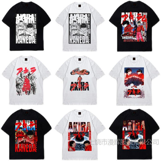 BC anime print short-sleeved T-shirt for men and women hip-hop high street loose round neck retro top