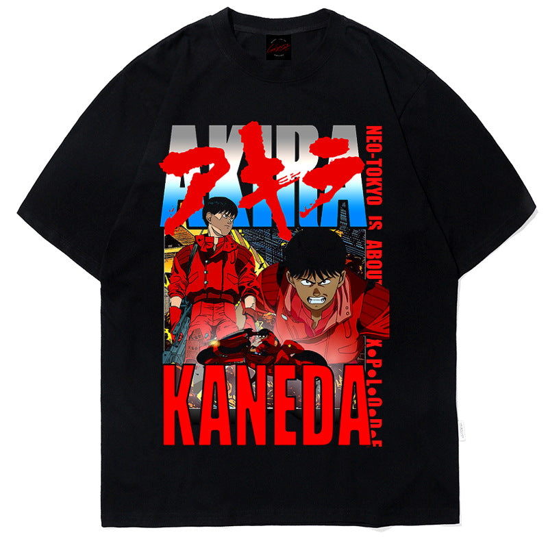 BC anime print short-sleeved T-shirt for men and women hip-hop high street loose round neck retro top