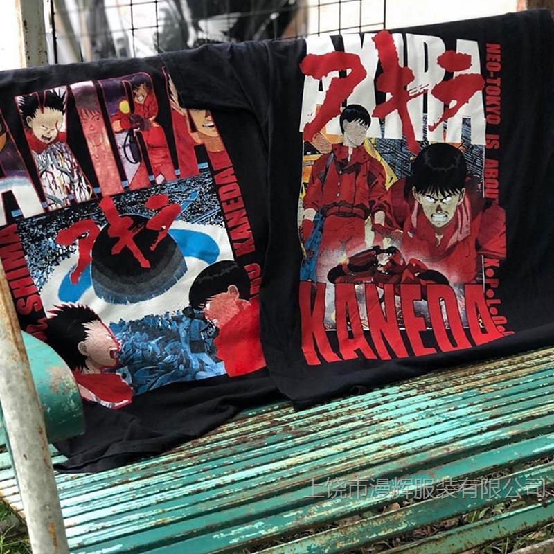 BC anime print short-sleeved T-shirt for men and women hip-hop high street loose round neck retro top