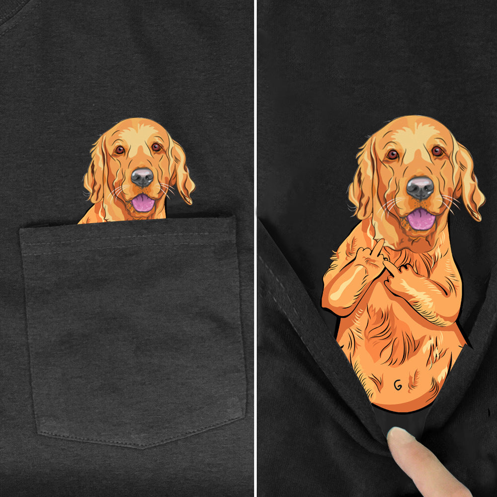 Amazon 2D printed short sleeve pocket T-shirt unisex Shar Pei entertainment series wish one piece