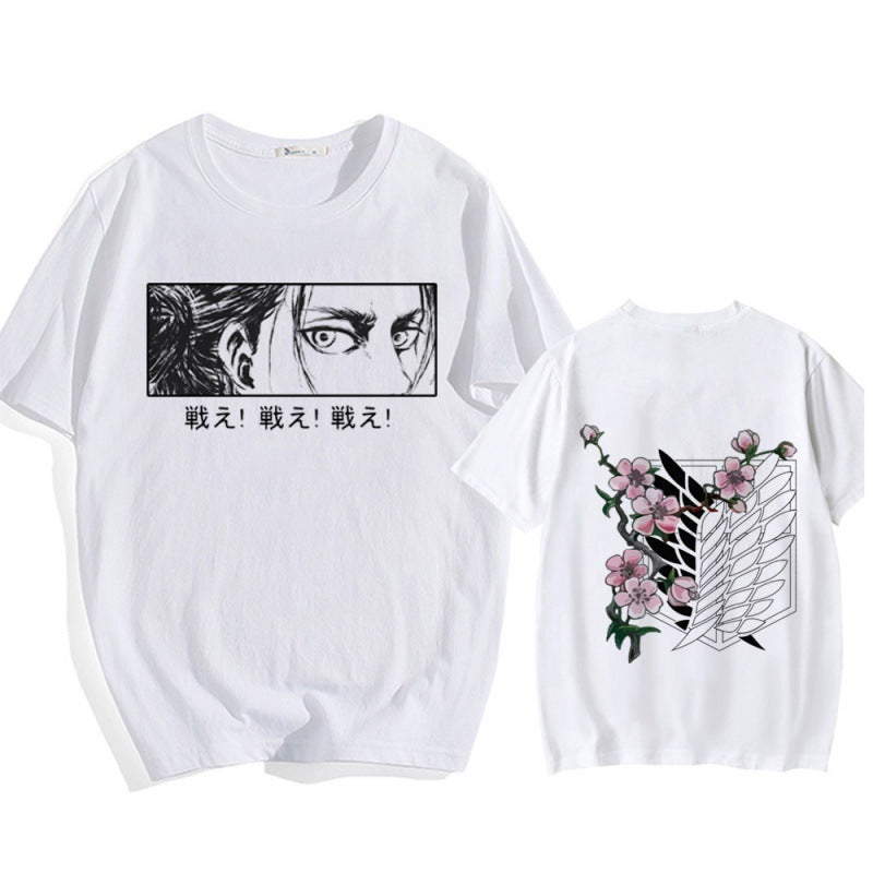 Attack on Titan Series Cross-border Popular Large Size Thin Male and Female Student Round Neck Short Sleeve Anime T-shirt