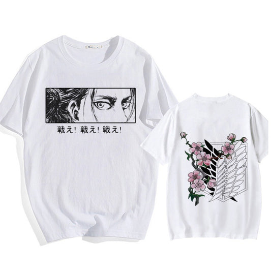 Attack on Titan Series Cross-border Popular Large Size Thin Male and Female Student Round Neck Short Sleeve Anime T-shirt