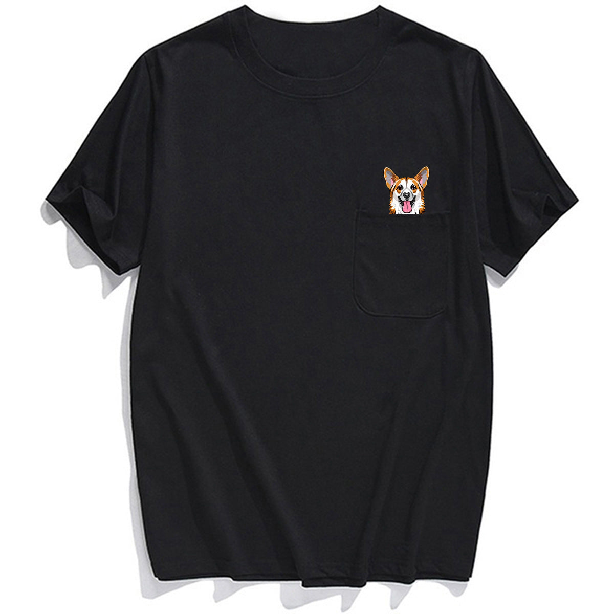 Amazon 2D printed short sleeve pocket T-shirt unisex Shar Pei entertainment series wish one piece