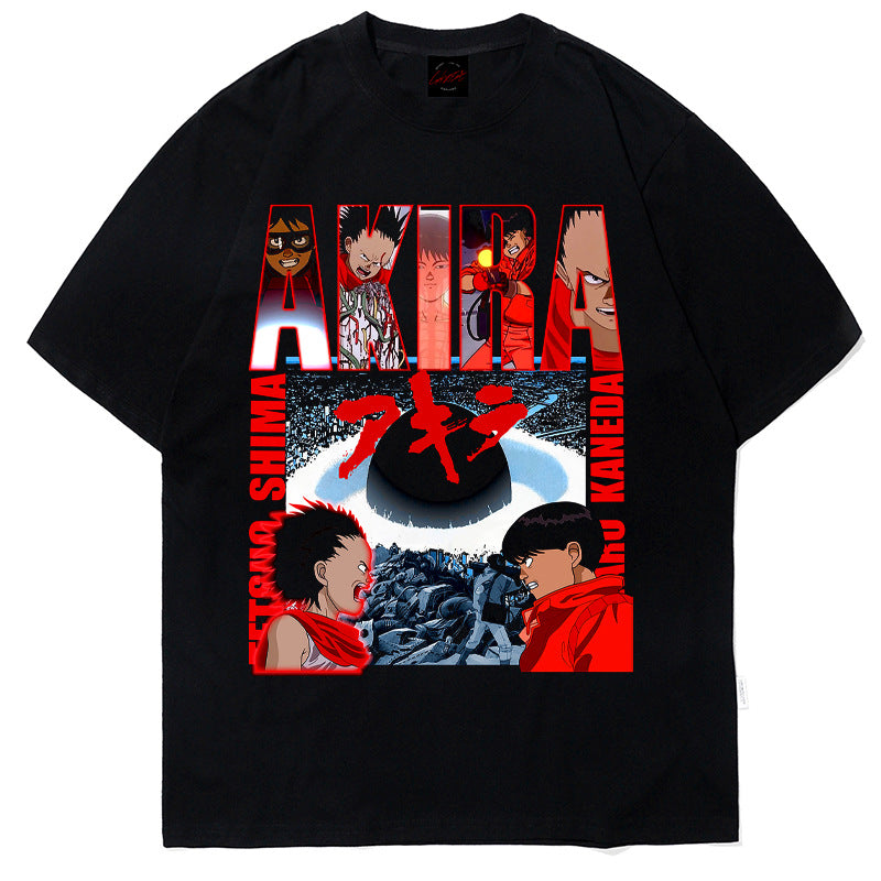 BC anime print short-sleeved T-shirt for men and women hip-hop high street loose round neck retro top