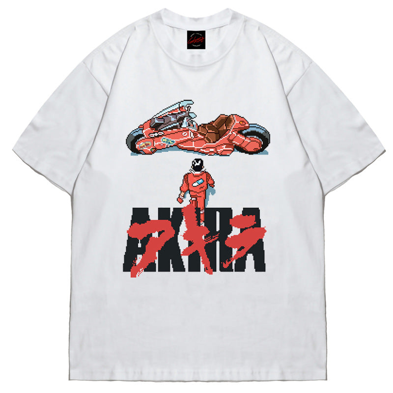 BC anime print short-sleeved T-shirt for men and women hip-hop high street loose round neck retro top