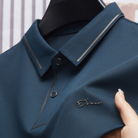 Men's short-sleeved T-shirt polo shirt summer thin anti-wrinkle free ironing seamless T-shirt cross-border middle-aged dad tops