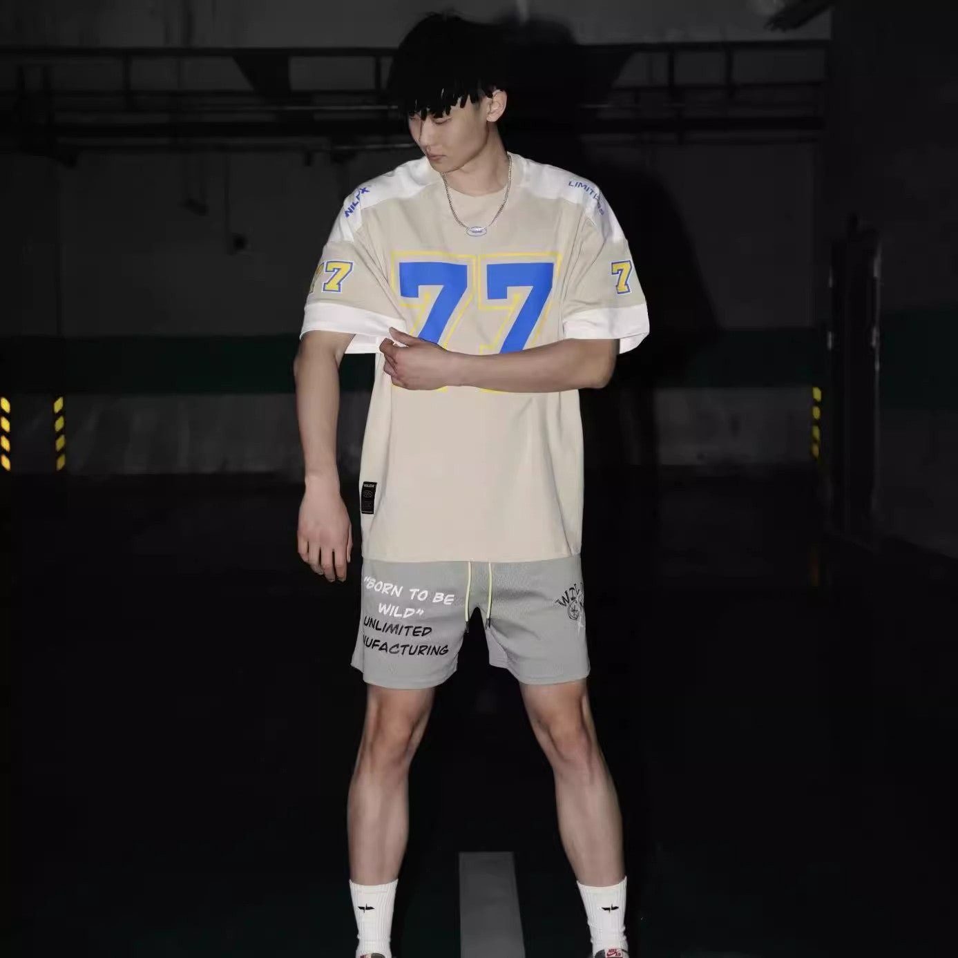 77 ice hockey short-sleeved European and American style trendy personality rugby uniform basketball hip-hop jersey t-shirt sports high street leisure