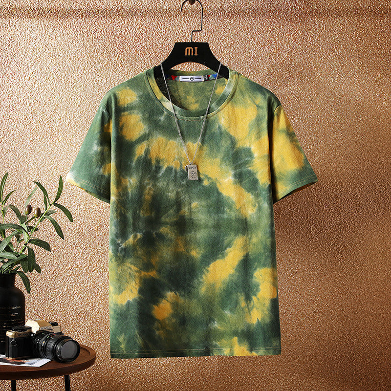 Cross-border 2025 Multiple Colours new Japanese short-sleeved t-shirt men's trendy brand loose ins Hong Kong style camouflage T-shirt men's clothing