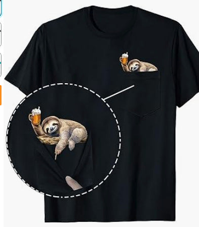 Amazon 2D printed short sleeve pocket T-shirt unisex Shar Pei entertainment series wish one piece