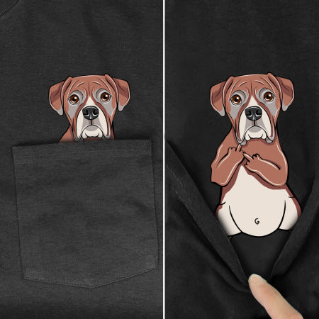 Amazon 2D printed short sleeve pocket T-shirt unisex Shar Pei entertainment series wish one piece