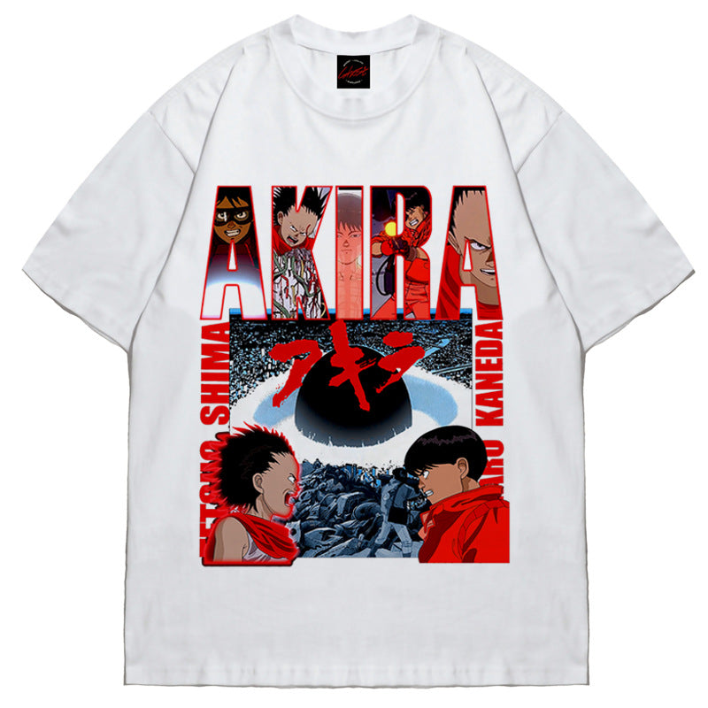 BC anime print short-sleeved T-shirt for men and women hip-hop high street loose round neck retro top