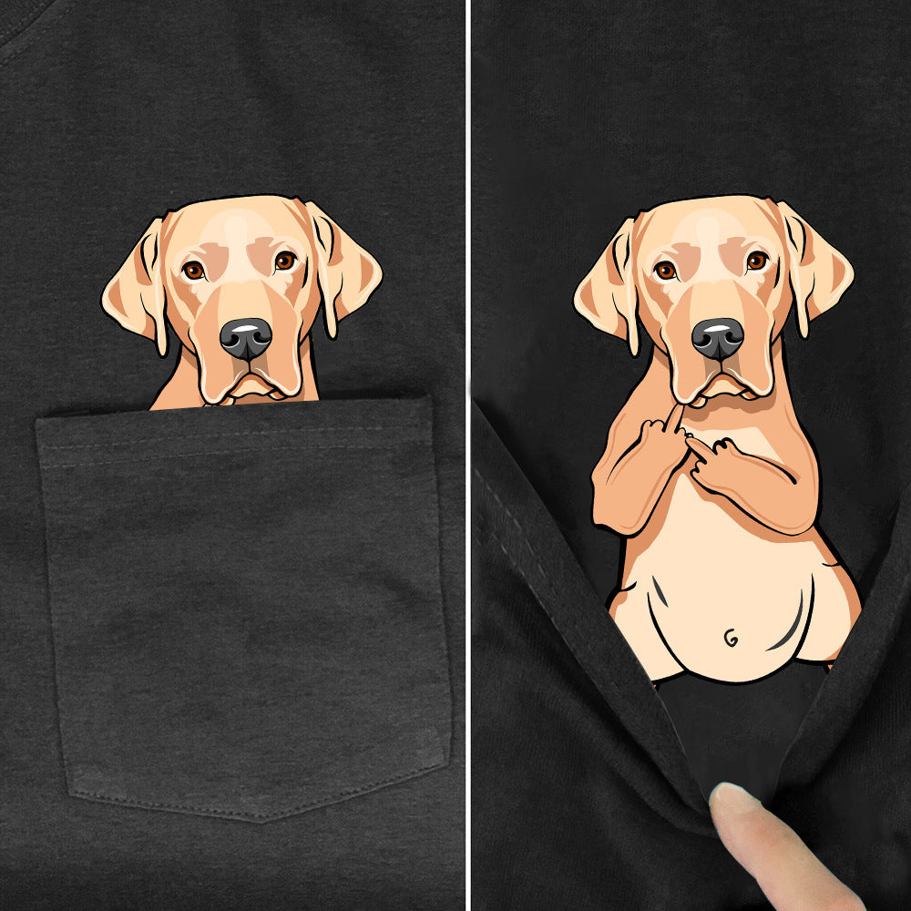 Amazon 2D printed short sleeve pocket T-shirt unisex Shar Pei entertainment series wish one piece