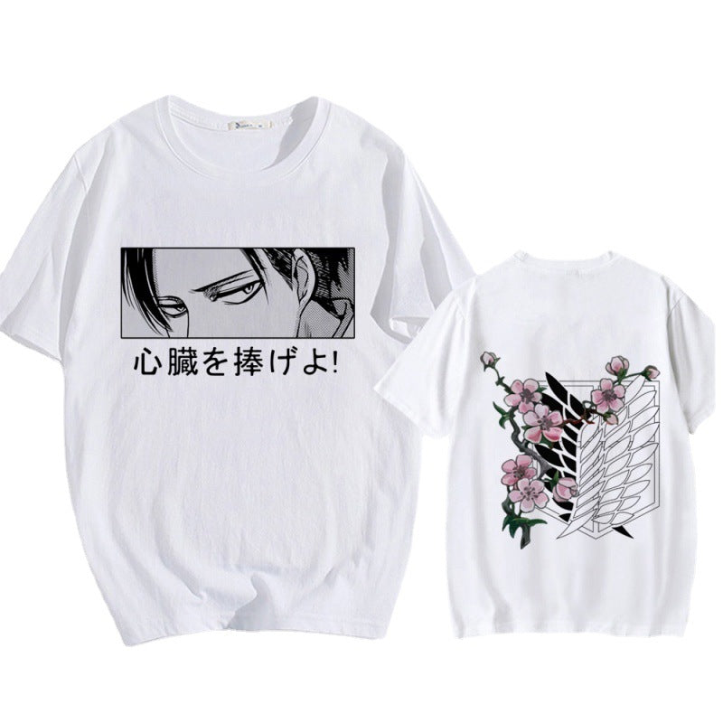 Attack on Titan Series Cross-border Popular Large Size Thin Male and Female Student Round Neck Short Sleeve Anime T-shirt