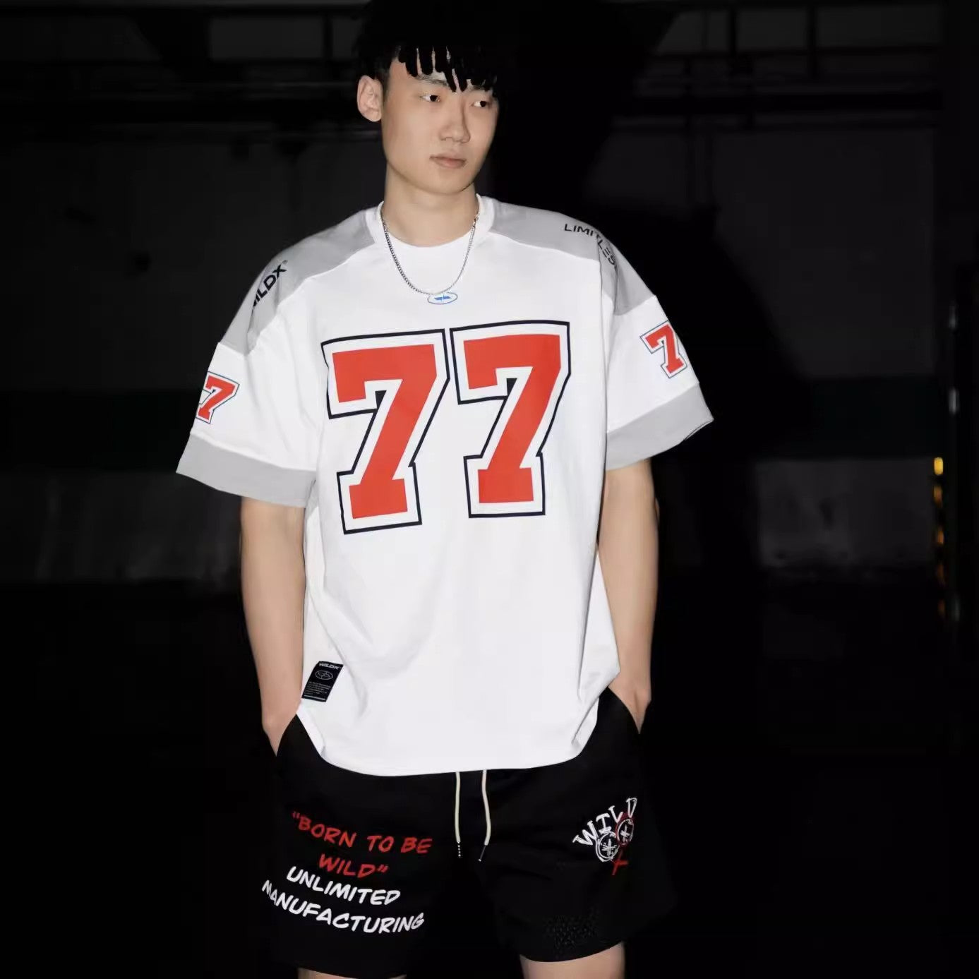 77 ice hockey short-sleeved European and American style trendy personality rugby uniform basketball hip-hop jersey t-shirt sports high street leisure