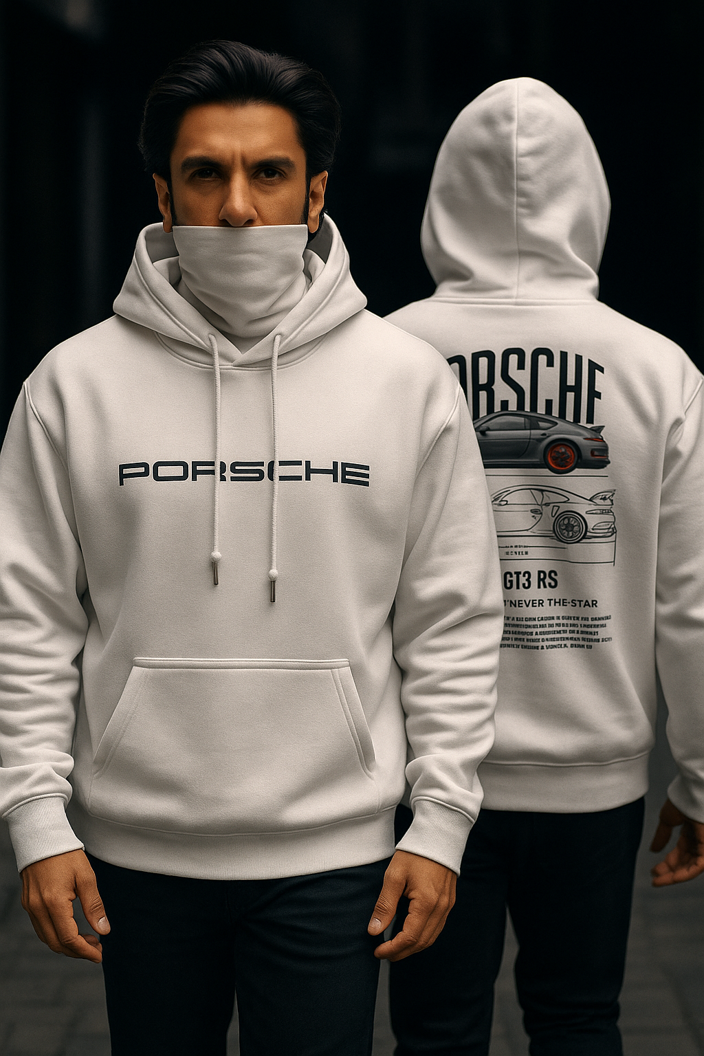 Men's Graphic Print white Hooide