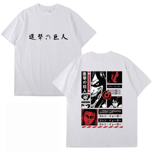 Attack on Titan Allen black and white comic style spring and summer pullover T-shirt thin men and women short-sleeved T-shirt cross-border