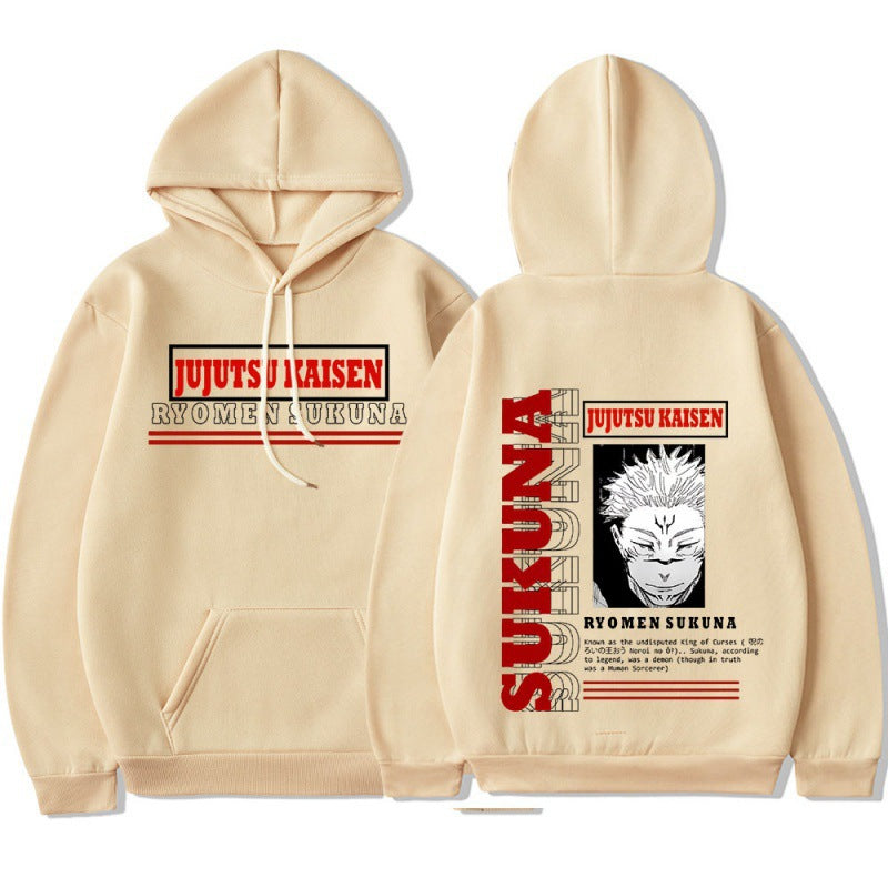 Japanese anime spell fight back to two sides Su Nuo new printed pullover sweatshirt plus velvet hoodie top hoodie