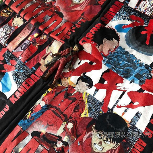 BC anime print short-sleeved T-shirt for men and women hip-hop high street loose round neck retro top