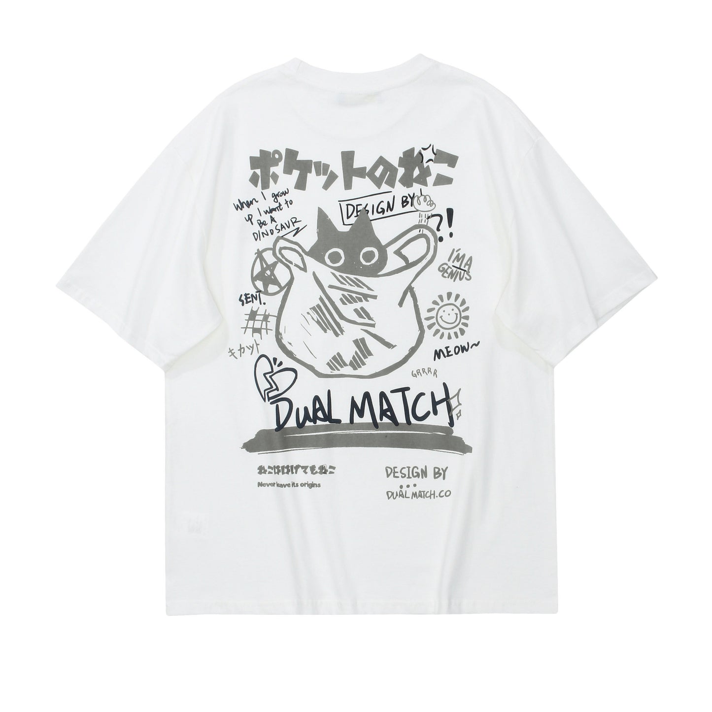 Fashion brand Japanese cartoon print short-sleeved T-shirt men's summer retro street loose couple casual T-shirt tops